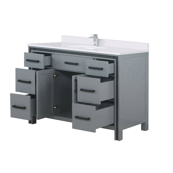 English Elm Dark Grey Bath Vanity With White Quartz Top & Faucet Set - Modern Design, Durable Storage Solution! B2731P260606