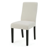 Christopher Knight Home® - Noble House - Corbin Contemporary Fabric Dining Chair, Ivory and Matte Black - Set of 2