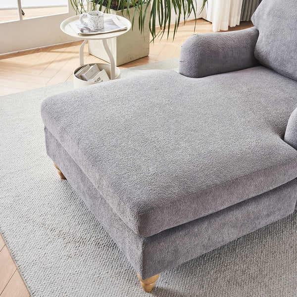 English Elm Modern Mid-Century Oversized Chaise Lounger Sofa Bed with Solid Wood Legs, Deep Seat Comfort Sleeper Grey W2363S00070