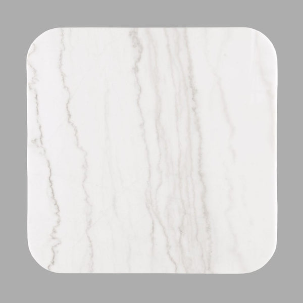 English Elm Contemporary Square End Table With Marble Top, Gold Accents & Black Plinth Base For Modern Spaces B2741P395389