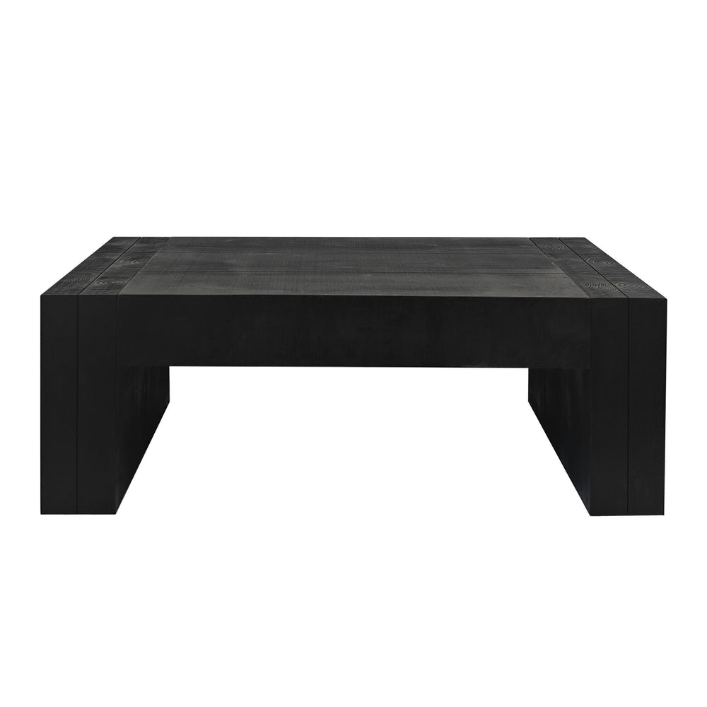 English Elm Modern Black Coffee Table - 49In Rectangular Design For Chic Living Room, Farmhouse & Contemporary Style W2729P199003
