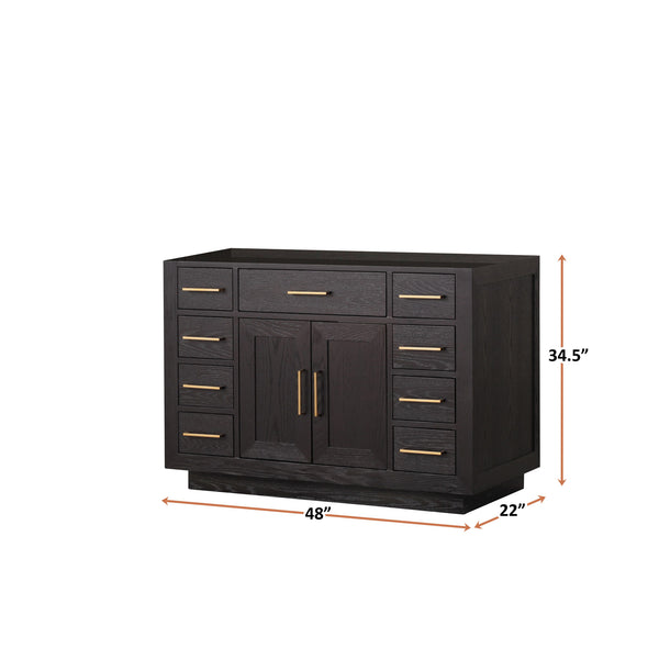 English Elm Black Oak Single-Sink Vanity 48" W X 22" D - Modern Midcentury Design With Soft-Close Hardware B2731P260820