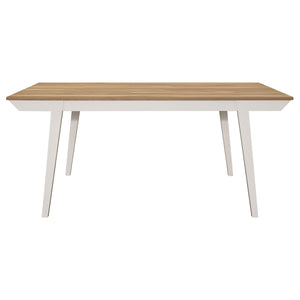 English Elm Prospect Natural Acacia Rectangular Dining Table with Off-White Flared Legs, Angled Apron Chic B062P358451