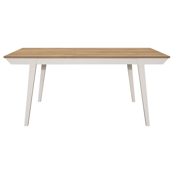 English Elm Prospect Natural Acacia Rectangular Dining Table with Off-White Flared Legs, Angled Apron Chic B062P358451