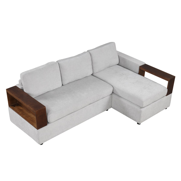 English Elm Christopher Knight Home® - 87.4" Sectional Sofa with Chaise, Chenille Upholstery, Reversible Armrests & Hidden Storage for Cozy Living Gray N763S000010E