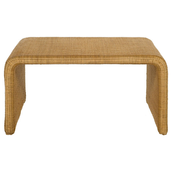 English Elm Gage Woven Rattan and Metal 2 Piece Living Room Coffee Table Set with Open Shelf B062S01439