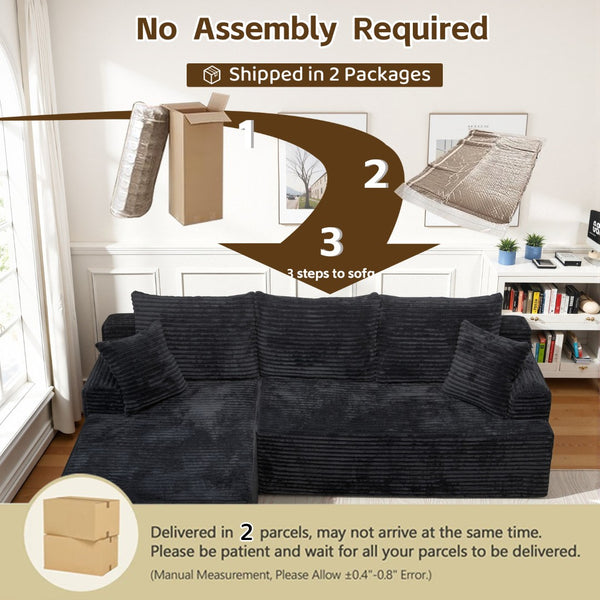 English Elm Modern Chenille Sectional Sofa with Chaise Modular L Shaped Living Room Set W3653P443453
