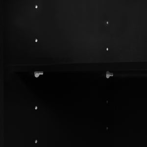 English Elm K&K Kitchen Island with Drop Leaf, Rolling Storage Cart with 3-Tier Pull-Out Organizer, Durable Wood Countertop Black WF531421AAB