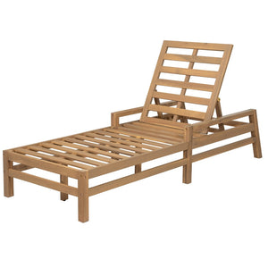 English Elm Trexm Acacia Wood Outdoor Recliner Lounge Chair with Cushions Five Position Patio Light Teak N715P404843D