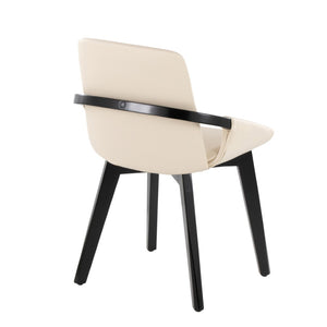 English Elm Dining/accent Chair Solid Wood Tapered Legs Cream Upholstery Mid-century Modern Seating Black,Cream B202P471307