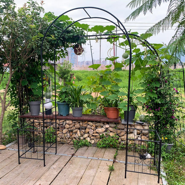 English Elm Garden Arch Arbor Trellis For Climbing Plants - Elegant Metal Wedding Arch For Outdoor Events & Patios W840P321537