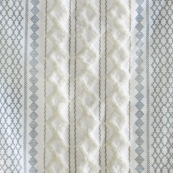 English Elm Cotton Printed Chenille Stripe Curtain Panel with Lining, 50x108, Rod Pocket & Back Tabs for Light Control and Texture Decor B035P294215