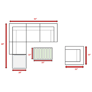English Elm LSI 4-Person Outdoor Wicker Seating Set with Cushions, 7-Piece Fully Assembled Patio Lounge Group with Durable Aluminum Frame and Machine-Washable Covers Grey Mix B120S00063
