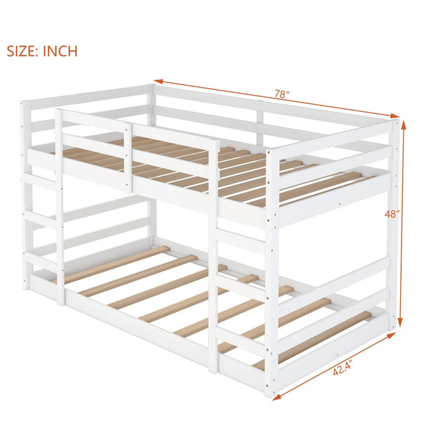 English Elm Twin Over Bunk Bed Solid Pine Frame White Finish Kids Room Space Saver N708P251018K
