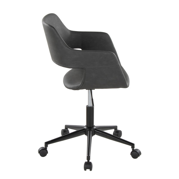 English Elm Margarite Contemporary Task Chair: Stylish Grey Faux Leather & Black Metal For Home Office Comfort B202P223918