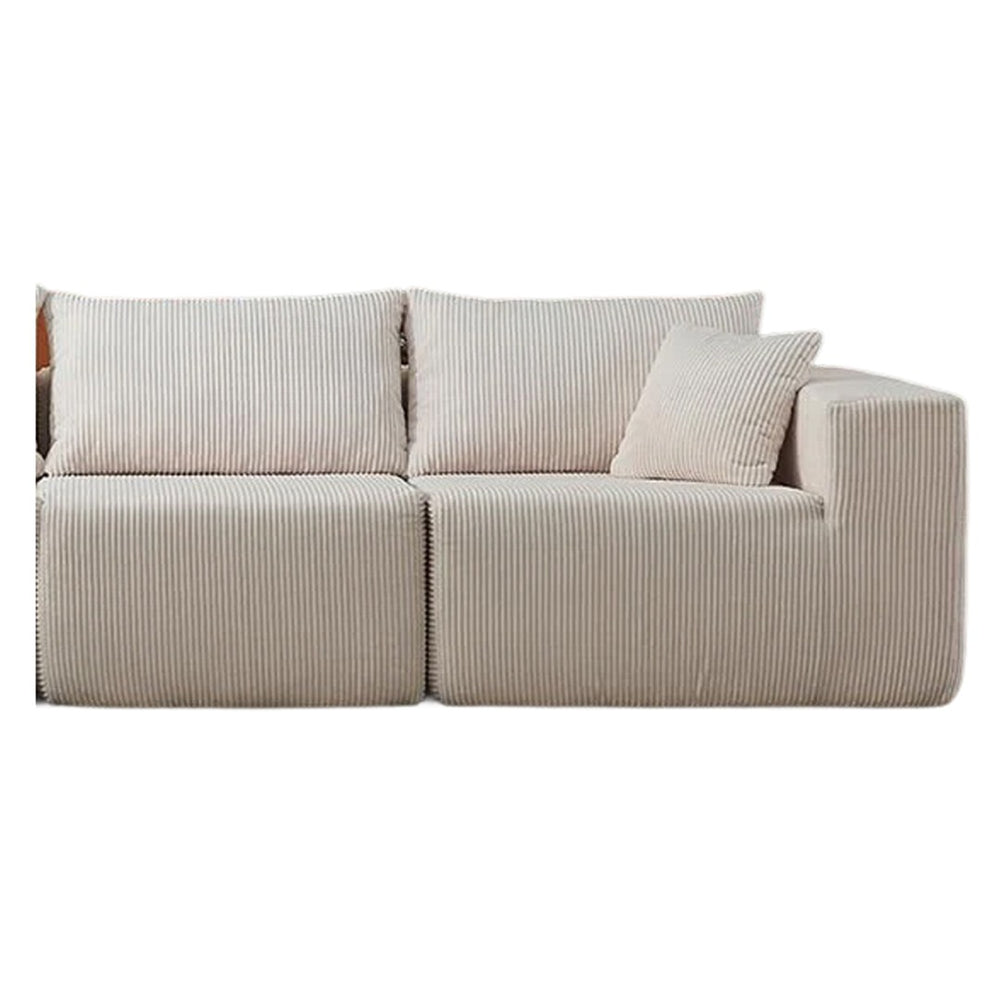 English Elm Right Facing Modular Corduroy Sectional Sofa Deep Cloud Cushion Lounge Seating Beige W2656P312088