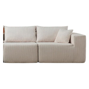 English Elm Right Facing Modular Corduroy Sectional Sofa Deep Cloud Cushion Lounge Seating Beige W2656P312088