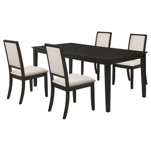 English Elm Daniela Modern Black 5-Piece Dining Set with Cream Upholstery, Solid Hardwood & Sleek Long Legs B062S00888