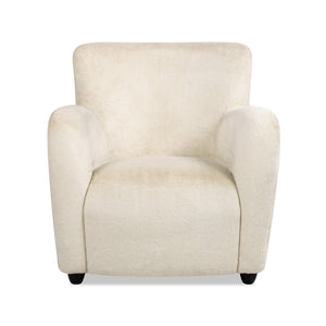 English Elm Jennifer Taylor Home - Wolffe Curved Arm Accent Chair 32" in Crème de la Crème White Faux Fur — Plush Rounded Arms, Cozy Elegance B2719P238279