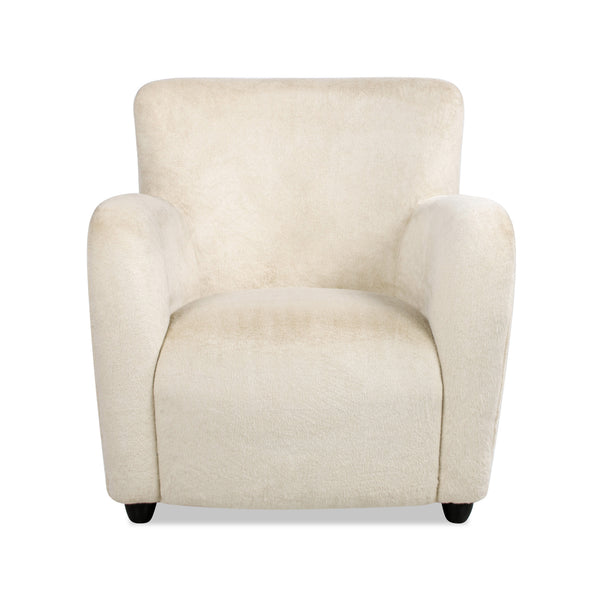 English Elm Jennifer Taylor Home - Wolffe Curved Arm Accent Chair 32" in Crème de la Crème White Faux Fur — Plush Rounded Arms, Cozy Elegance B2719P238279