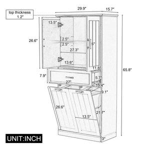 English Elm Christopher Knight Home® - Bathroom Storage Cabinet with Doors Drawer & Dual Laundry Baskets, MDF Build, Adjustable Shelf, Anti-Tip Device Black N759P243350B