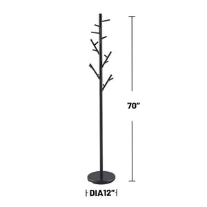 English Elm 18 Matte Black Freestanding Coat Rack with 18 Staggered Hooks, Weighted Base, Sculptural Tree-Inspired Design for Small Entryways and Offices B016P381128
