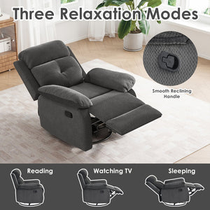 English Elm Small Rocker Swivel Recliner Chair with 360° Swivel, 30° Rocking & Adjustable Recline for Comfort Dark Gray T3623P379695