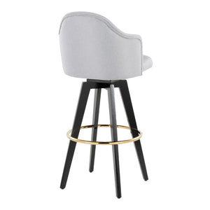 English Elm Fixed-height Swivel Barstools Upholstered Grey Fabric Black Wood Legs Kitchen Set of 2 Light Grey B202S01866