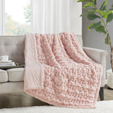 Madison Park Ruched Fur Glam/Luxury Throw MP50-4878 Blush