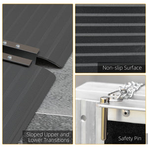 English Elm Homcom Folding Aluminum Wheelchair Ramp with Non-slip Grip and 600lb Capacity W2225P217469