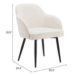 Jolie Dining Chair - Set of 2 Ivory 110157 Zuo Modern