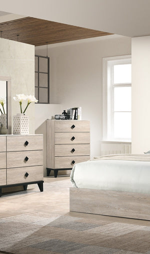 English Elm Modern Cream Faux Marble Chest of Drawers, 4-Drawer Glam Storage with Black Hardware & Base, 31"x15"x45" B011P262327