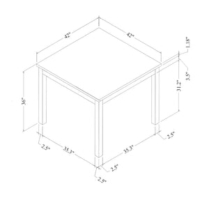 English Elm LEON Espresso & White Bar Table with 4 Transitional Bar Stools, Solid Wood/MDF, 26" Seat Height, Tufted Back B201P226138