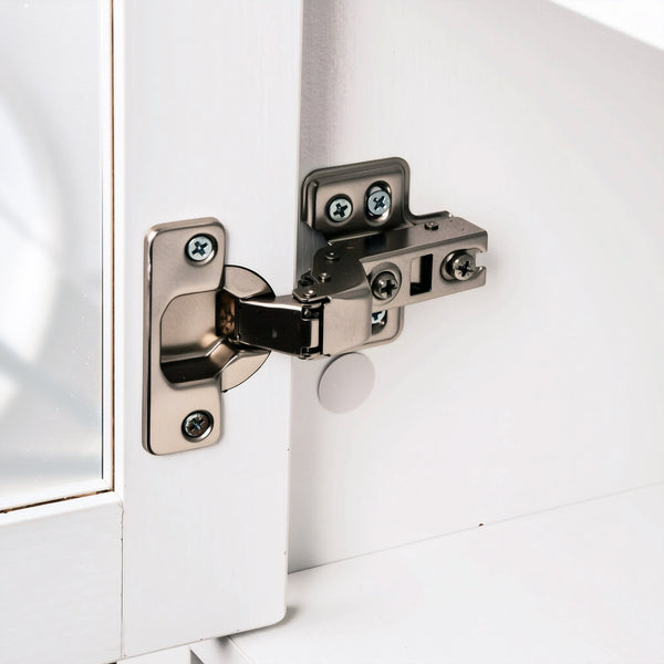 English Elm 71" Fluted Tall Arched Pantry Cabinet with Tempered Glass Door, Adjustable Shelves, Silent Drawer, Anti-Tip Safety and Stylish Metal Handles for Kitchen Living Dining White W2917P384723