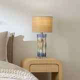 Jamie Young Co. Abstract Ceramic Table Lamp With Raffia Shade Blue Ceramic,Acrylic 9abstractlbl