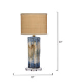 Jamie Young Co. Abstract Ceramic Table Lamp With Raffia Shade Blue Ceramic,Acrylic 9abstractlbl