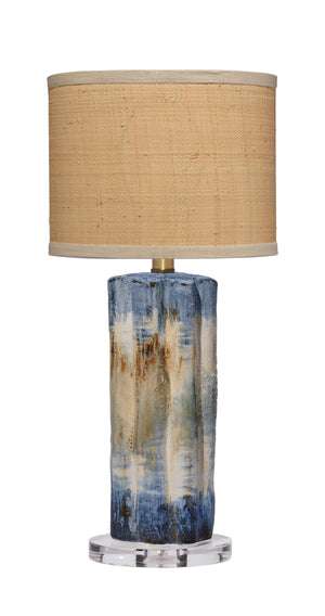 Jamie Young Co. Abstract Ceramic Table Lamp With Raffia Shade Blue Ceramic,Acrylic 9abstractlbl