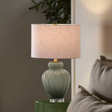 Jamie Young Co. Agnes Blown Glass Table Lamp With Linen Shade, Celadon Green Glass,Acrylic 9agnestlcedr