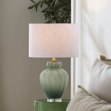 Jamie Young Co. Agnes Blown Glass Table Lamp With Linen Shade, Celadon Green Glass,Acrylic 9agnestlcedr