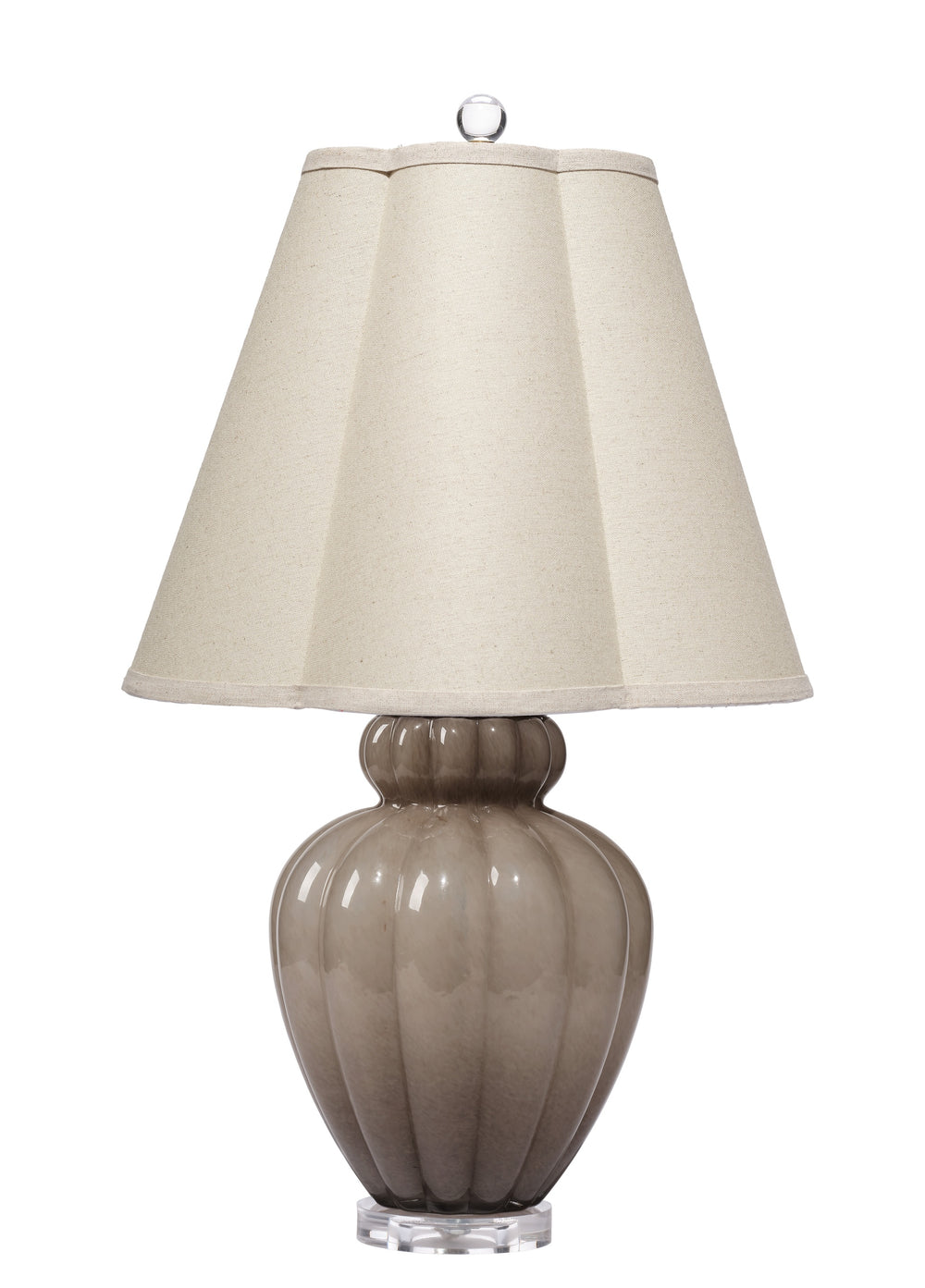 Jamie Young Co. Agnes Blown Glass Table Lamp With Linen Scalloped Shade, Taupe Taupe Glass,Acrylic 9agnestltasc