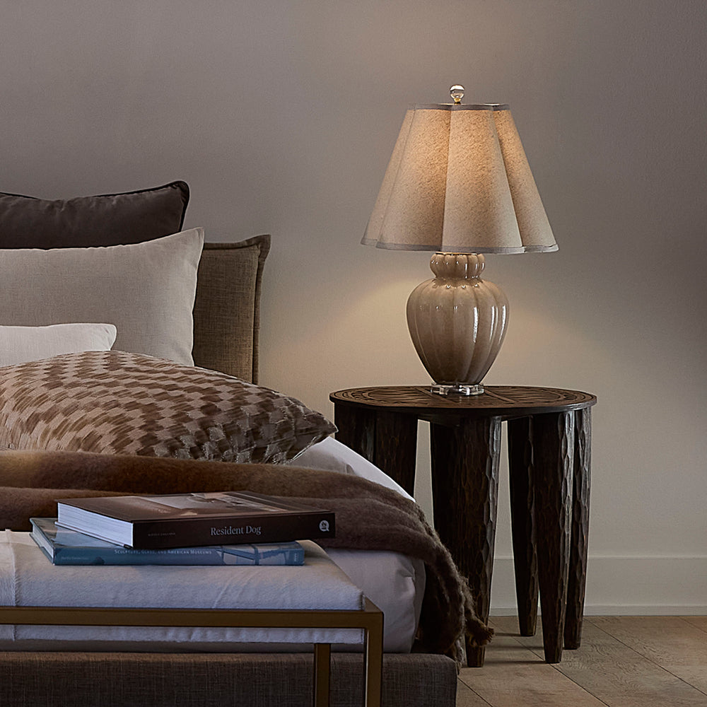 Jamie Young Co. Agnes Blown Glass Table Lamp With Linen Scalloped Shade, Taupe Taupe Glass,Acrylic 9agnestltasc
