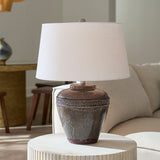 Jamie Young Co. Avondale Ceramic Table Lamp With Linen Shade Grey Ceramic 9avondaltlgr