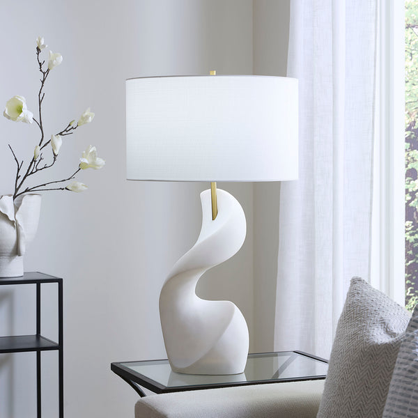 Jamie Young Co. Cobra Ricestone Table Lamp With Linen Shade White Ricestone,Metal 9cobratlwh