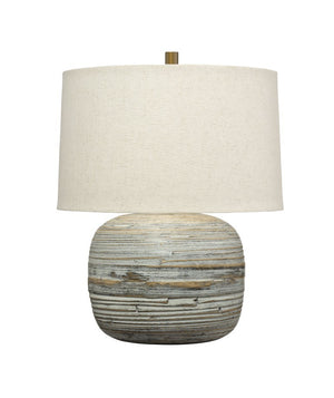 Jamie Young Co. Cocoon Handcrafted Bamboo Table Lamp with Linen Drum Shade and Brass Accents 9COCOONTLWH