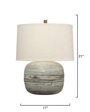 Cocoon Handcrafted Bamboo Table Lamp with Linen Drum Shade and Brass Accents