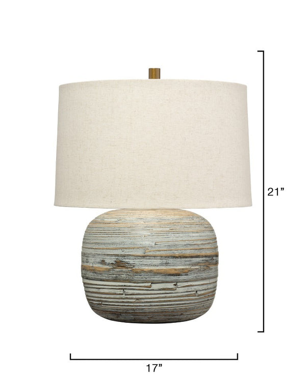 Cocoon Handcrafted Bamboo Table Lamp with Linen Drum Shade and Brass Accents