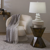 Jamie Young Co. Dune Ceramic Table Lamp With Linen Shade Off White Ceramic 9dunetlow