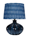 Hershey Ceramic Table Lamp: Handcrafted Gourd Design in Striking Deep Blue with Cotton Shade Elegance