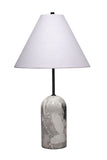 Holt Elegant Travertine Table Lamp with White Linen Shade – Unique Natural Stone Design for Any Space