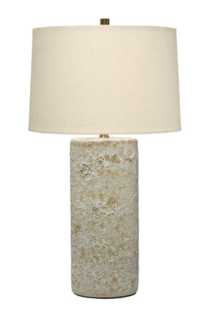 Jamie Young Co. Lava Handcrafted Ceramic Table Lamp with Reactive Glaze Finish and Linen Drum Shade 9LAVATLVC